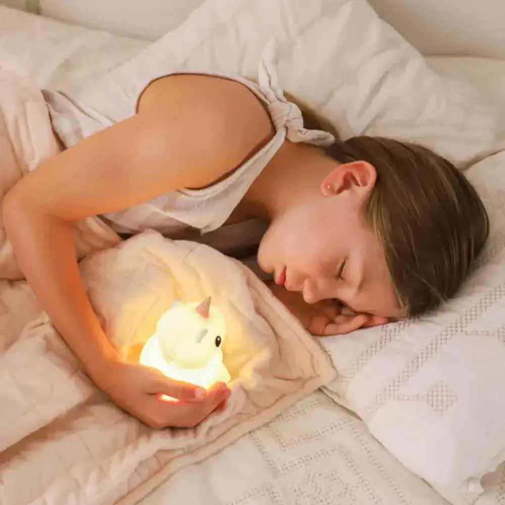 girl sleeping with her night light on