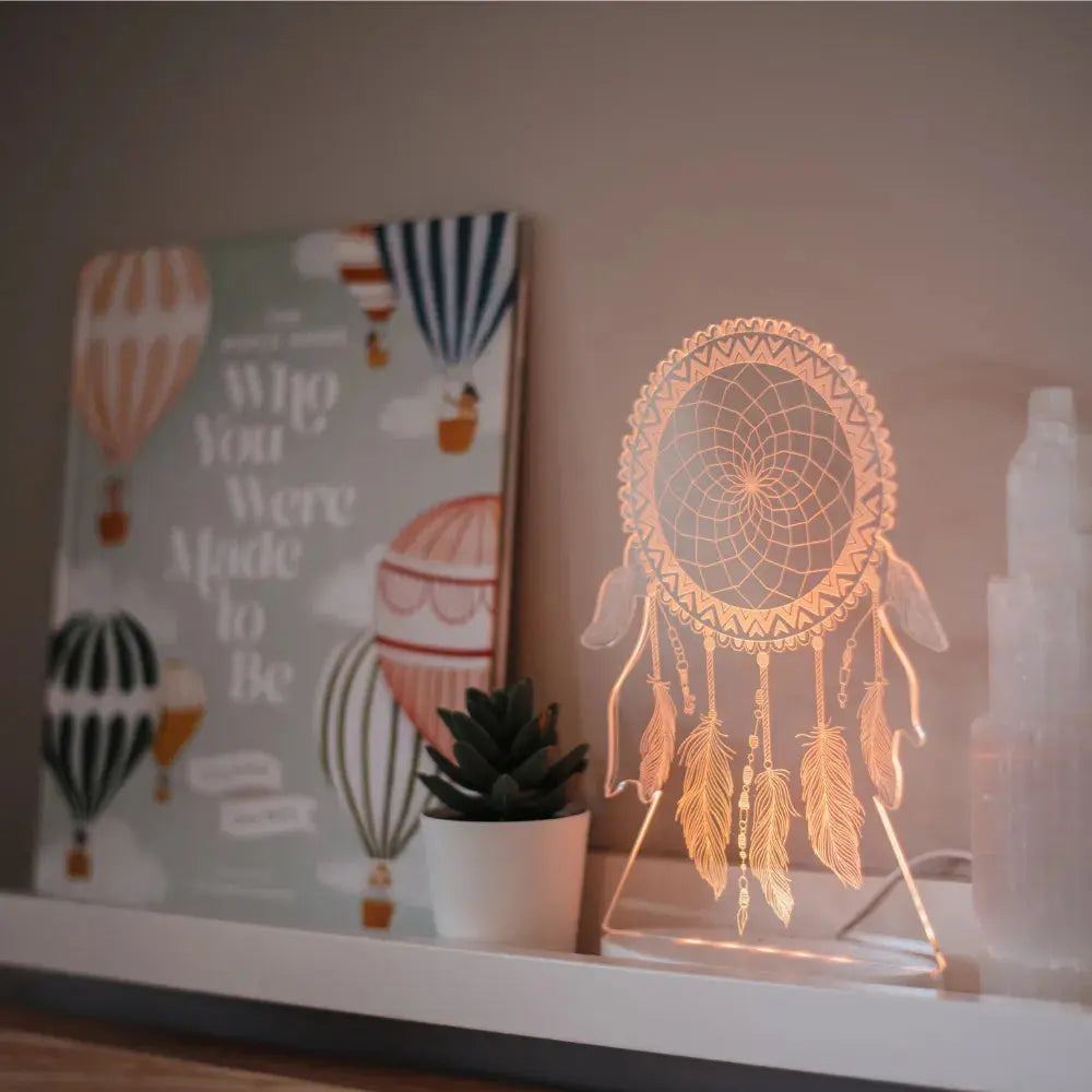 plug-in night light with red light in a kid room on shelf