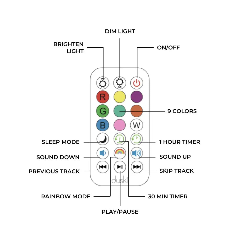 remote features of a duski night light