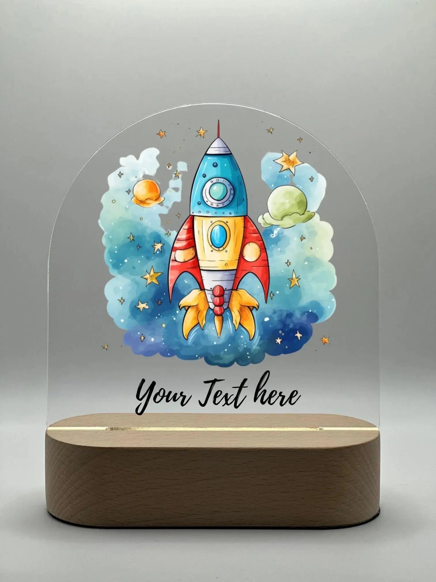 rocket ship night light with name engraving