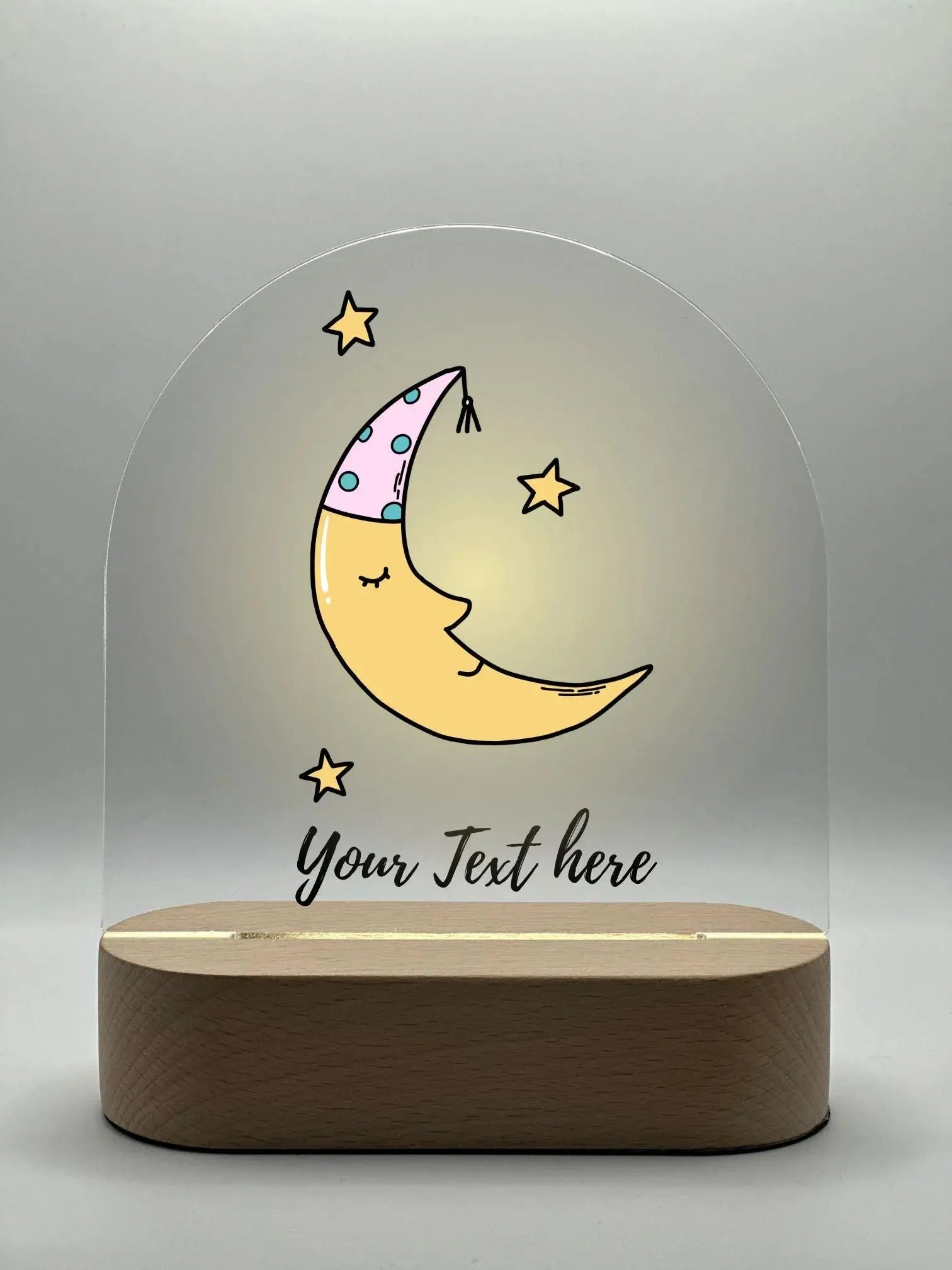 sleeping crescent design for customised night light
